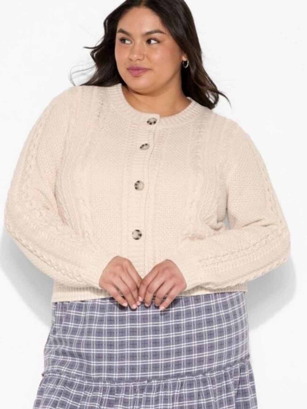 Wild Fable Women’s Cream Cable-Knit Button-Front‎ Cardigan Sweater XXL